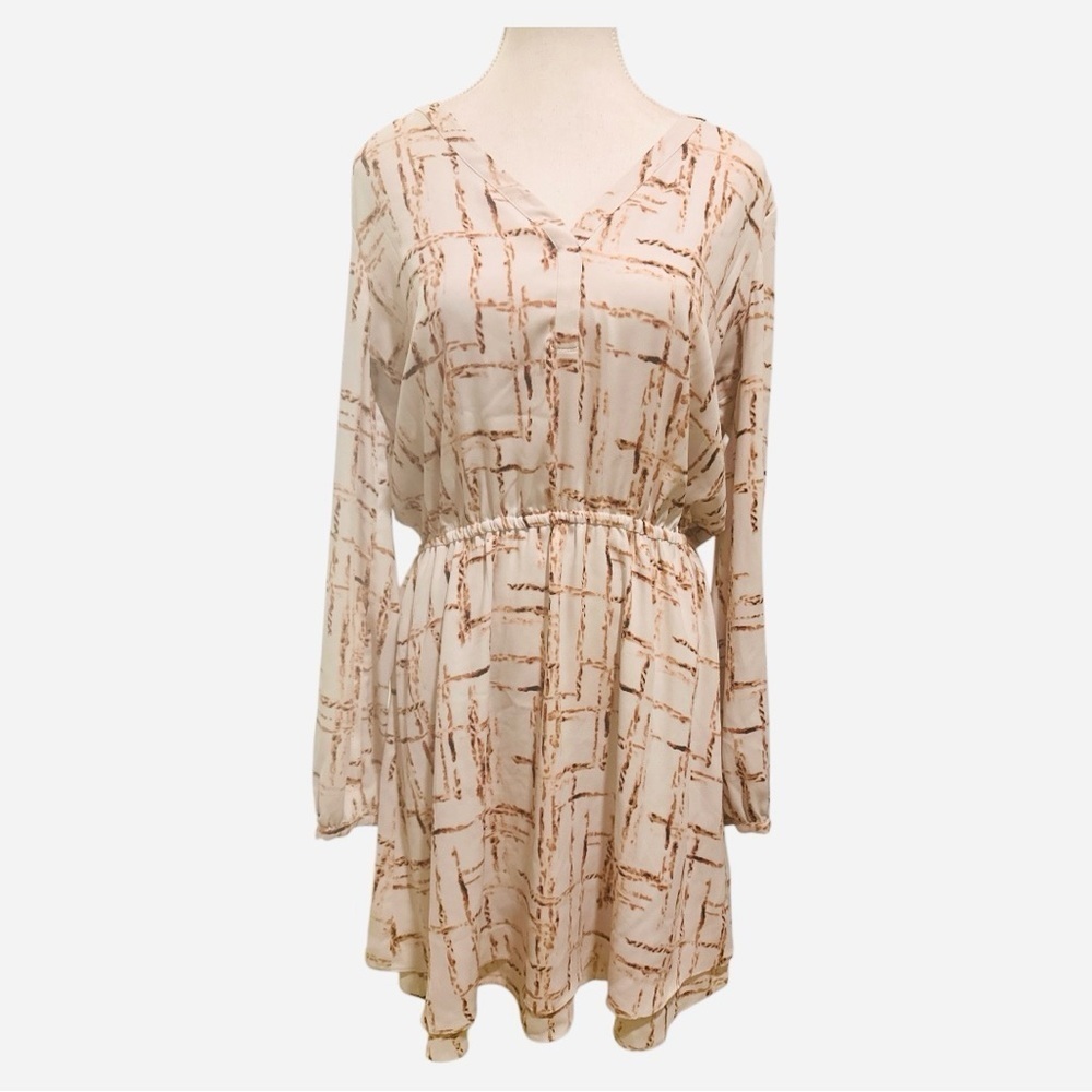 White House Black Market Long-Sleeve Geometric Print Dress Size 8 - Picture 3 of 10